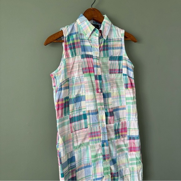 Lauren Ralph Lauren Sleeveless Button Front Shirt Dress Pastel Plaid Petite P - Picture 2 of 9